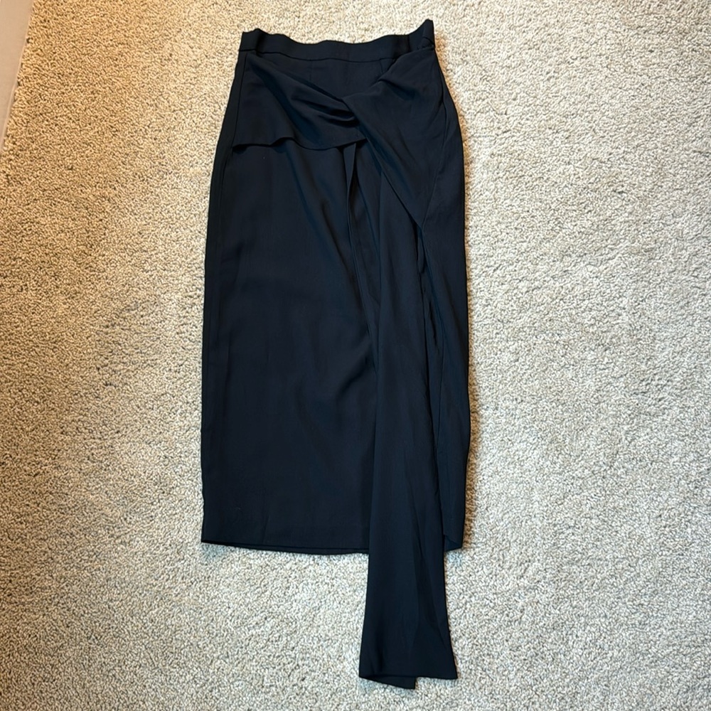 Black high waisted skirt with fabric tie - medium